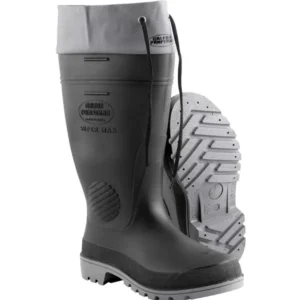 Bota de PVC Preta com Polaina Cinza Supermax